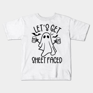 Let's get Sheet Faced, ghost, Halloween, funny halloween, drinking, alcohol Kids T-Shirt